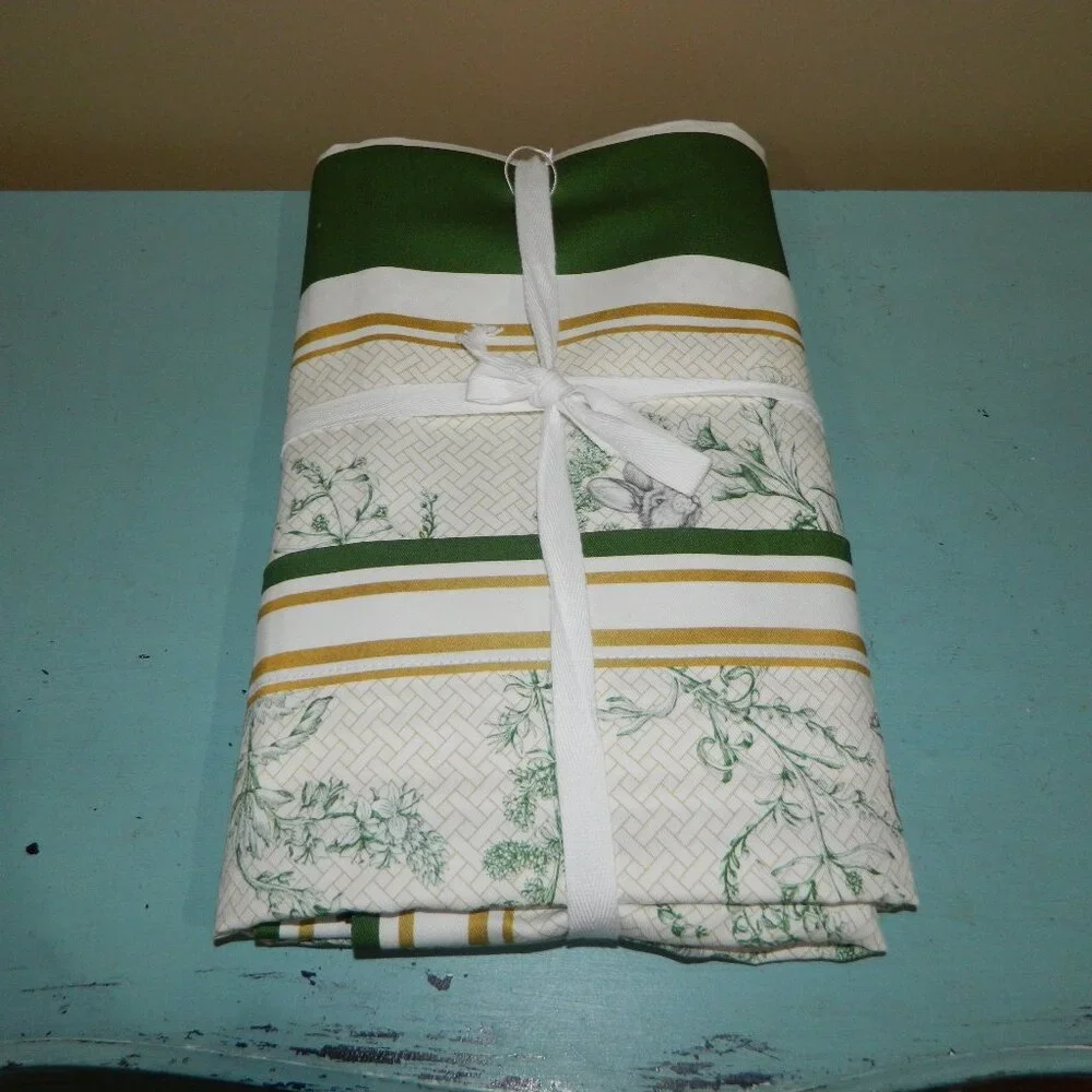 Williams Sonoma Garden Lattice Easter Rabbit Spring Tablecloth 70